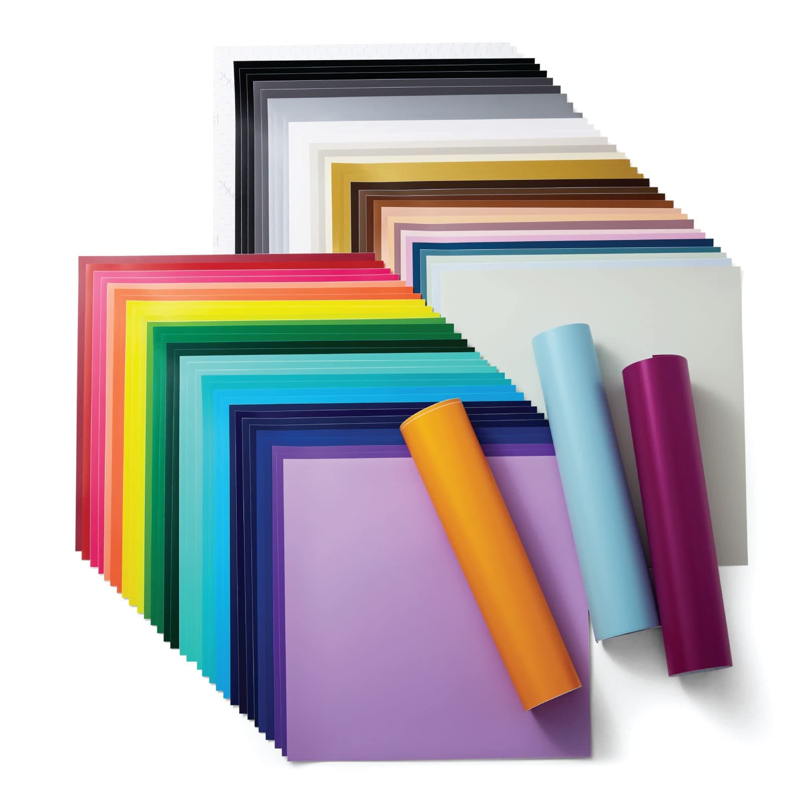 CricutRemovable Vinyl - Ultimate Sampler, 12x12 Vinyl Sheets and Transfer Tapes, No Residue or Marks, Removable Adhesive Vinyl for Cricut Machines, (Pack of 70 with 40+ Colors)