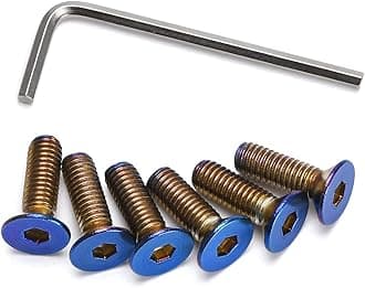 6pcs Steering Wheel Screw Bolts Taper M5×0.8 Length 15mm Burnt Titanium Finish Flat Head