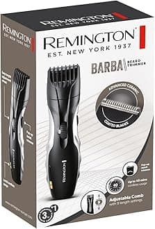 Remington Barba Beard Trimmer (Advanced Ceramic Blades, Pop-up Detail Trimmer, Adjustable Zoom Wheel, 9 Length Settings, Comb Attachment, Cord or Cordless, 40-Minute Runtime) MB320C
