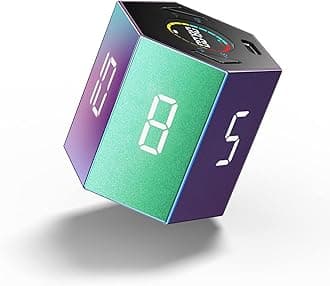 Ticktime Pro Pomodoro Timer, Productivity Cube Timer, Magnetic Flip Timer, Pause & Resume, Mute, Vibrate & Adjustable Sound Alert, for Task, Work, ADHD, 1/3/5/8/10/15min & Custom Countdown, Purple