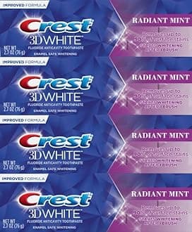 3D White Toothpaste Radiant Mint, 2.7 Oz (76g) - Pack of 4