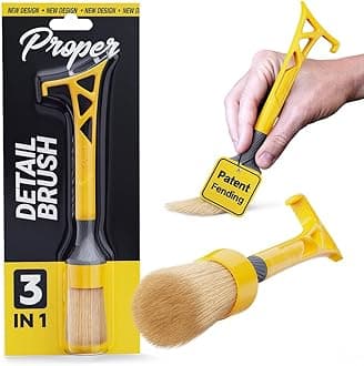 Ultra Soft Boars Hair Detailing Brush, 3 in 1 Patent Pending Design, Detail Automotive Interior or Exterior, get Professional Results with Proper Detail Brushes Car Detailing