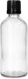 PHARCOS 100ml Transparent Glass Bottles with Black Cap & Euro Dropper Plug Refillable Leak-Proof Bottles for Essential Oils, DIY Blends, Perfume & Aromatherapy Use pack of 1