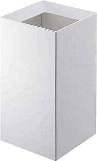 Yamazaki 4492 Trash Can, White, Approx. W 7.1 x D 7.1 x H 13.0 inches (18 x 18 x 33 cm), Tower Tower Trash Can, Slim, Invisible Bags