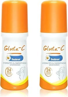 Gluta-C Deodorant Roll-On, 24-Hour Odor and Sweat Protection, Smoothens and Hydrates Underarm Skin, Paraben-Free, Quick-Dry, 40ml for Women & Men - 2 Pack