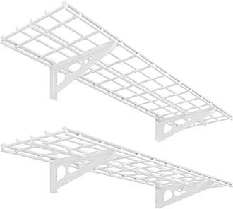 2-Pack 1x4ft 12-inch-by-48-inch Wall Shelf Garage Storage Rack Wall Mounted Floating Shelves, 450 lbs Load Capacity, White, Classic Series