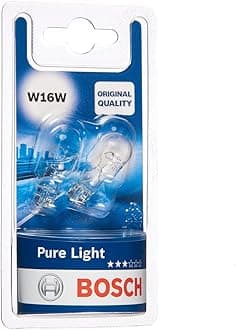 Bosch W16W (955) Pure Light Halogen Headlight Bulbs, 12 V 16 W, Original Quality - Socket Type W2,1x9,5d - Pack of 2 Replacement Car Light Bulbs