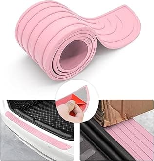 Car Rear Bumper Protector Guard, Anti-Scratch Abrasion Rubber Trunk Door Entry Sill Guard, Non-Slip Trim Cover Protection Strip, Car Accessories for Most Cars and SUV (Pink/35.4"x2.7")