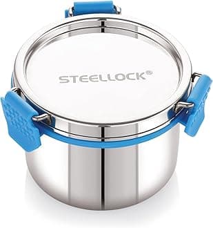 STEELLOCK PRO Stainless Steel Container/Dabba with Steel Lid Airtight for Food Storage, Easy to Carry, Leak Proof and Stackable (SLP-122/350 ML).