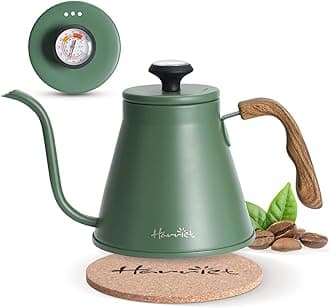 Harriet Gooseneck Kettle, 37oz Pour Over Kettle Stove Top, Coffee kettle with Thermometer, Stainless Steel Kettle with 3-Layer Base, Anti-Hot Handle, for Drip Coffee & Tea