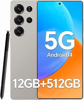 Unlocked Cell Phone C25 Ultra 5G,12+512GB Memory Android Phone, 6800mAh Battery,108MP+48MP Camera, Android 14 Smartphone, 6.9HD Screen, Build in Pen, Dual SIM/Face ID/Fingerprint Lock/GPS/(Grey)