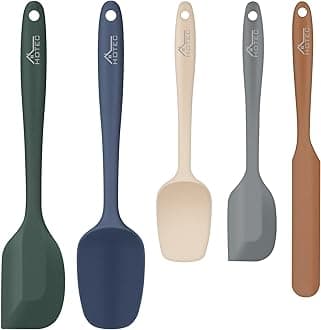 Heat Resistant 600℉ BPA-Free Silicone Rubber Spatula Set for Baking, Cooking, and Mixing Non Stick Dishwasher Safe, Neutral Set of 5