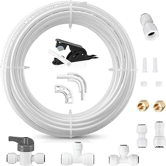 HAOCHEN Refrigerator Water Line Kit - Food Grade Ice Maker Fridge Installation Kit,1/4" O.D.25 FT Water Tubing with Quick Connect Fittings for Refrigerator,Ice Maker,RO(Reverse Osmosis) Filter System