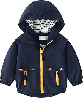 VolunboyToddler Boys Windbreaker Casual Outerwear Kids Lightweight Zip Hooded Jacket Baby Cute Dust Coat