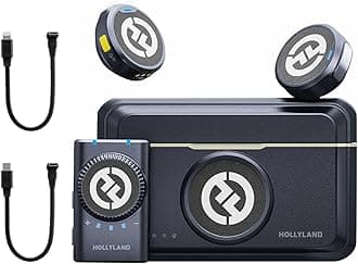 Hollyland Lark M2 Wireless Lavalier Microphone (2TX+1RX) Compatible with Camera, iPhone, Android, PC, 300m LOS Range, Hi-Fi Audio, Noise Cancelling, 40H Duration, Lapel Mic for Livestream Vlog-Black