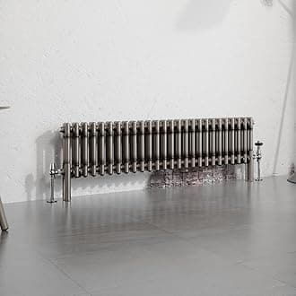 Warmehaus 300x1190mm Raw Metal Horizontal Column Radiator Double Traditional Cast Iron Style Bathroom Radiator