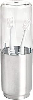 Idesign AUStin Case, Metal And Plastic Stand With Cover, Regular Electric ToothbrUSh Holder, Clear Frost, Matte Silver, 7.6 Cm X 22.9 - Id28020Es