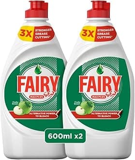 Plus Original Dishwashing Liquid Soap With Alternative Power To Bleach, 2x600 ml Package design may vary