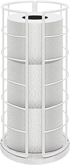 NearMoon Toilet Paper Organizer Stand, Free Standing 3 Rolls Tissue Storage, Metal Bathroom Accessory, Rustproof Toilet Roll Holder for Kitchen Countertop Inside Cabinet Shelf(Marble Base, White)