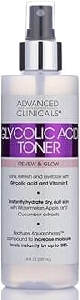 Advanced ClinicalsGlycolic Acid Facial Toner Natural Extracts Renew Aging, Oily, & Dry Skin for Firm, Soft Glow Alcohol Free Moisturizing Spray W/Watermelon & Cucumber Extracts - 8 Fl Oz
