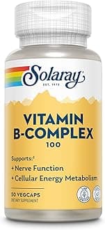 Vitamin B Complex 100mg - Cellular Energy, Nerve and Heart Health Support - Supplies All 8 B Complex Vitamins - Vitamin B12, B1, B2, B3, B6, Niacin, Folic Acid and Biotin - Vegan, 50 Servings