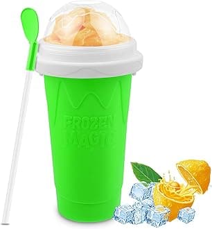 Slushie Maker Cup - Magic Quick Frozen Smoothies Cup for Homemade Milk Shake Ice Cream Maker, Cooling Cup, Double Layer Squeeze Slushy Maker Cup, Birthday Gifts for Friends&Family (Green)