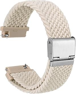WOCCI 16mm Braided Nylon Watch Band for Men and Women, Quick Release, Silver Stainless Steel Buckle (Starlight)