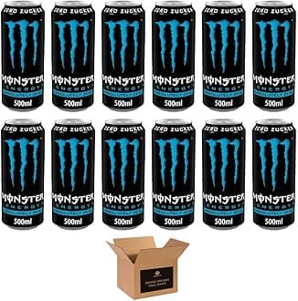 Monster Energy Drink Flavours | Juiced, Zero Sugar, Ultra, Monarch, Fiesta Mango, Strawberry Dreams, VR46, Punch | High Caffeine Sports Energy Drink (Absolutely Zero - 500ml x 12Pack)