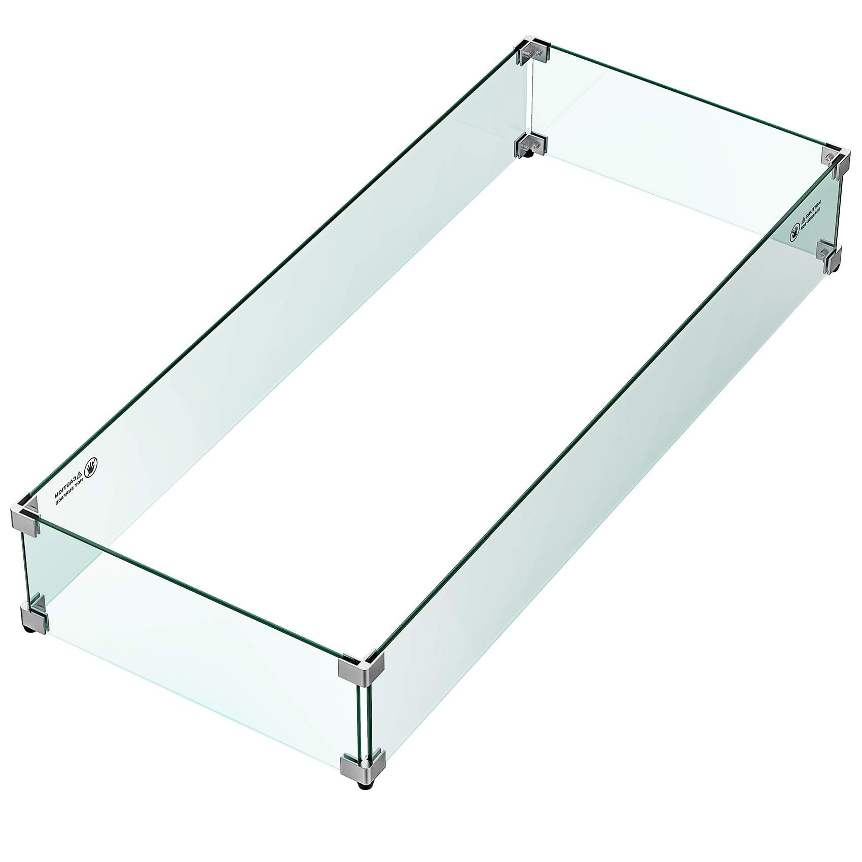 Skyflame 42" X 18" Rectangular Fire Pit Glass Wind Guard Replacement for Outdoor