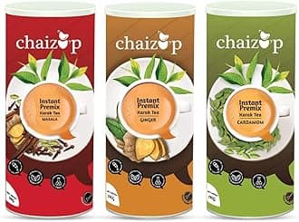 Chaizup Premium 1 Min Instant Assorted Tea Pack - 1kg Cans (Pack of 3) | Cardamom, Ginger, Masala Flavours | Approx. 214 Servings | 3kg