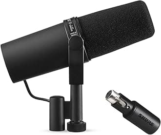 SHURE SM7B Unidirectional Dynamic Microphone & SHURE MVX2U Digital Audio Interface XLR to USB Converter Adapter with Headphone Output