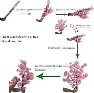 Cherry Blossom Tree Artificial Cherry Blossom Trees Fake Cherry Blossom Tree Indoor Outdoor Home Office Party Wedding,A,231x201cm/7.5x6.6ft