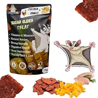 WiggleBoo Chicken & Mango Suger Glider Treat | Protein Rich | Fiber Rich | Crunchy Healthy Snacks | Training Treat | 75gm