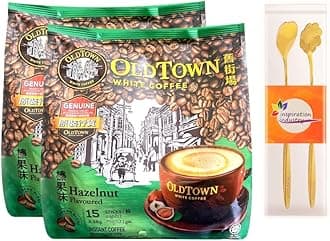 Old Town White Coffee Roast Combination Set 2 PACKS with 2 Coffee Stirrers (Hazelnut)