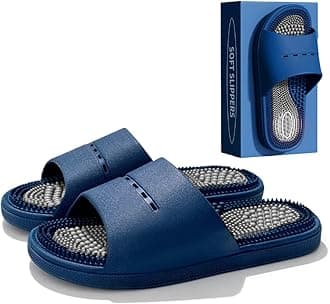Acupressure Massage Slippers Acupressure Foot Massager Shoes Reflexology Sandals Gift for Men Women Reduce Feet Neuropathy Pain Relief and Tension (Blue2,US women10.5-12/men9-10.5)