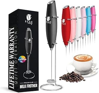 Milk Frother, Coffee Stirrers, Frother Wand, Milk Frother Handheld, Frother with stand, Hand Blender for Coffee, Lattes, Cappuccino, Matcha and Hot Chocolate – Kitchen Gifts - Black