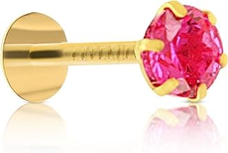 MAJI Round Diamond 14Karat Pure Yellow Gold Nose Pins Studs For Women And Girl