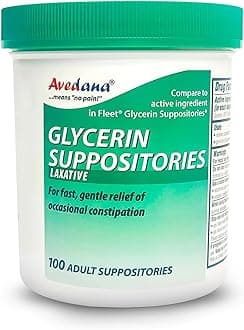 Glycerin Laxatives Suppository – 100 Adult Size Laxative Suppositories for Men and Women – Fast and Gentle Relief Suppositories for Constipation – Comfortable Shape Adult Suppository