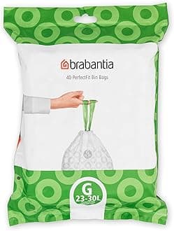 PerfectFit Bin Liners (Size G/23-30 Litre) Thick Plastic Trash Bags with Tie Tape Drawstring Handles (40 Bags)
