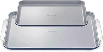 Non-Stick Ceramic Baking Sheet Duo - Naturally Slick Ceramic Coating - Non-Toxic, PTFE & PFOA Free - 18 x 13" Large & 15 x 10" Medium - Navy