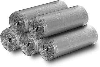5 Rolls Small Trash Garbage Bags, 5 Gallon Strong Thin Material Disposable Kitchen Garbage Bags, Durable Plastic Trash Bags for Office Home Bedroom Garden Waste Bin, 100 Counts (Silver)