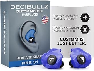 – Custom Molded Earplugs, 31dB Highest NRR, Comfortable Hearing Protection for Shooting, Travel, Swimming, Work and Concerts (Blue)