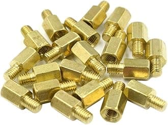 M3 x 6mm + 4mm Male to Female Thread Brass Hexagon Hex Standoff Spacer Pillars - (20 Pcs)