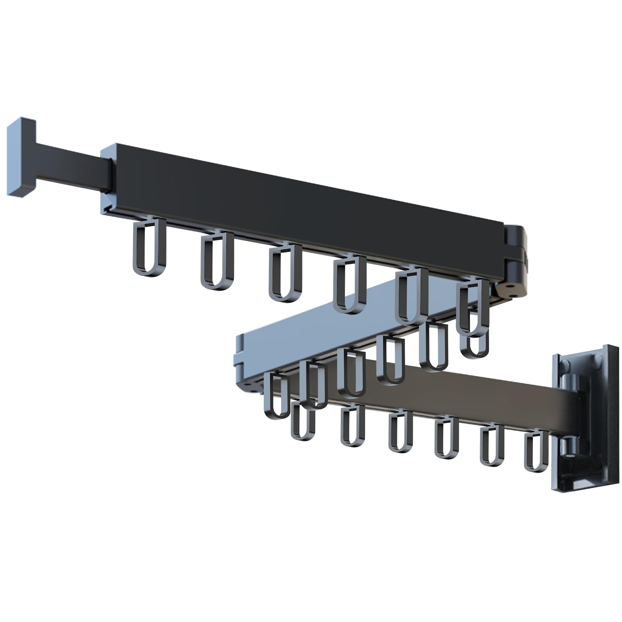 Clothes Drying Rack,Laundry Drying Rack,Wall Mounted Clothes Rack,Laundry Rack Wall Mount,Folding Retractable Collapsible Drying Rack Clothing (Three-Poles,Loop Shape Hooks)