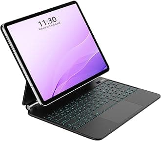Magic Keyboard for Samsung Galaxy Tab S7 / S8 / S9 / S9 FE 10.9-11 inches, Samsung Tab Keyboard Case, Multi-Touch Trackpad with Magnetic Retainer, 7 Backlight Colors,English (10.9-11 inch)