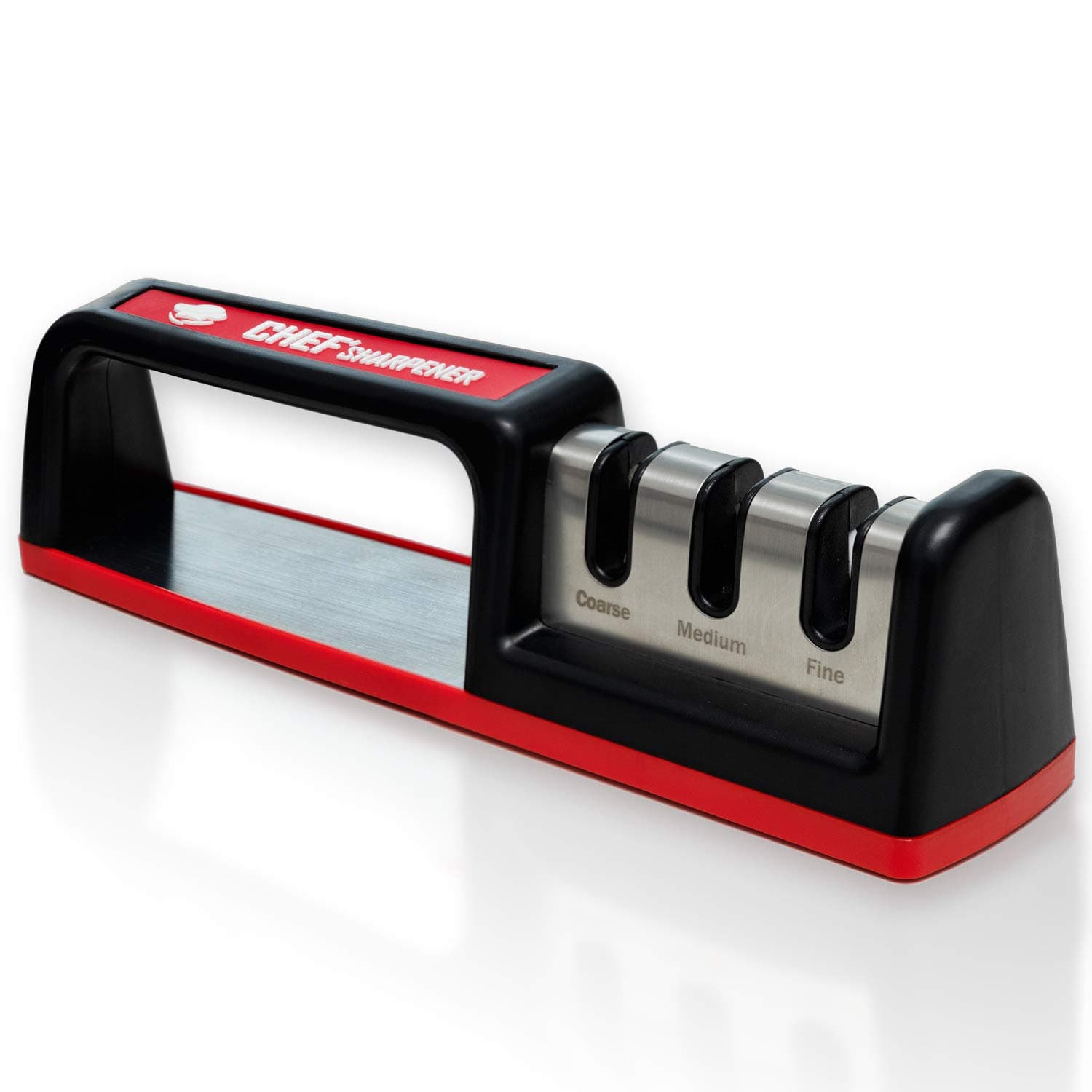 Kitchen Knife Sharpener - Complete 3-stage Knife Sharpener CS-T01 with Diamond Dust Rods, Sturdy Design, Non-slip Base Pat, Easy and Safe to Use, Fast and Effective Manual Sharpening Tool