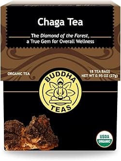 Buddha Teas Wild-Harvested Chaga Tea -Free Tea Bags - Caffeine Free Antioxidant