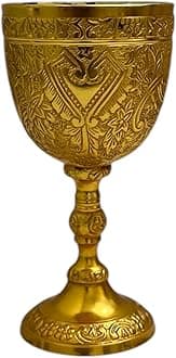 Handmade Brass Wine Chalice Goblet – Artisanal Craftsmanship, Antique Vintage Design – Elegant Cups for Wedding, Church, Festive Events (Rose Gold)