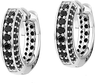 Iced Out Hoop Earrings Cubic Zirconia Huggie Cartilage Cuff Hypoallergenic 14K Gold Plated Luxury Fashion Round Circle Earrings For Men Women