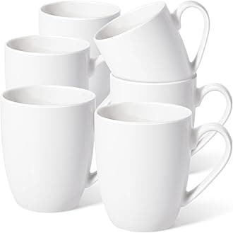 Urbanstrive 16 oz Large Coffee Mugs Set of 6 Ceramic Coffee Mug White Coffee Cups Tea Cups Idea Gift for Women Men House Warming Gifts New Home Office, White 6 Pack